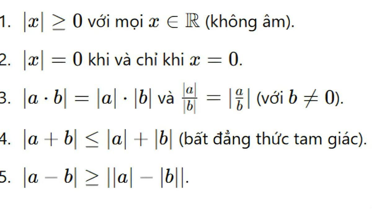 Tính chất của giá trị tuyệt đối