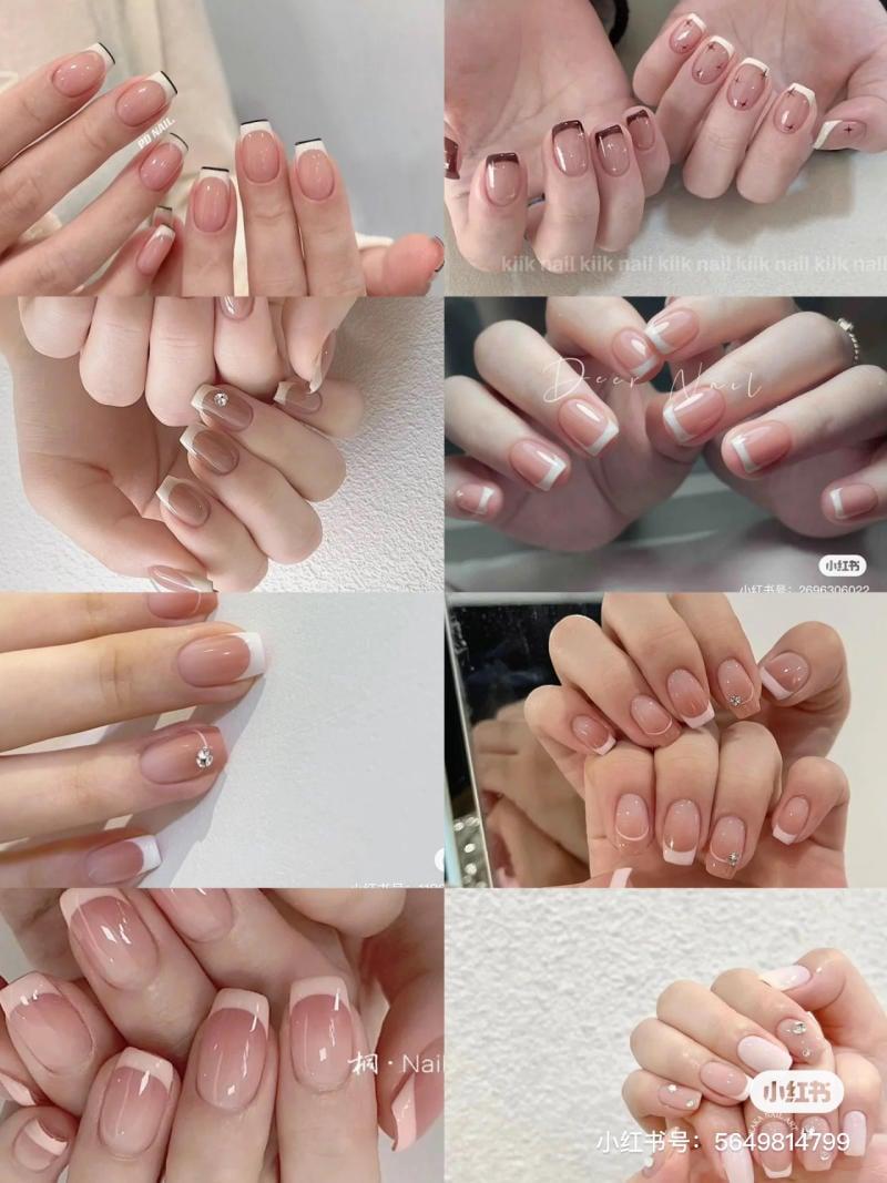 Mẫu nail sơn French đầu móng trắng