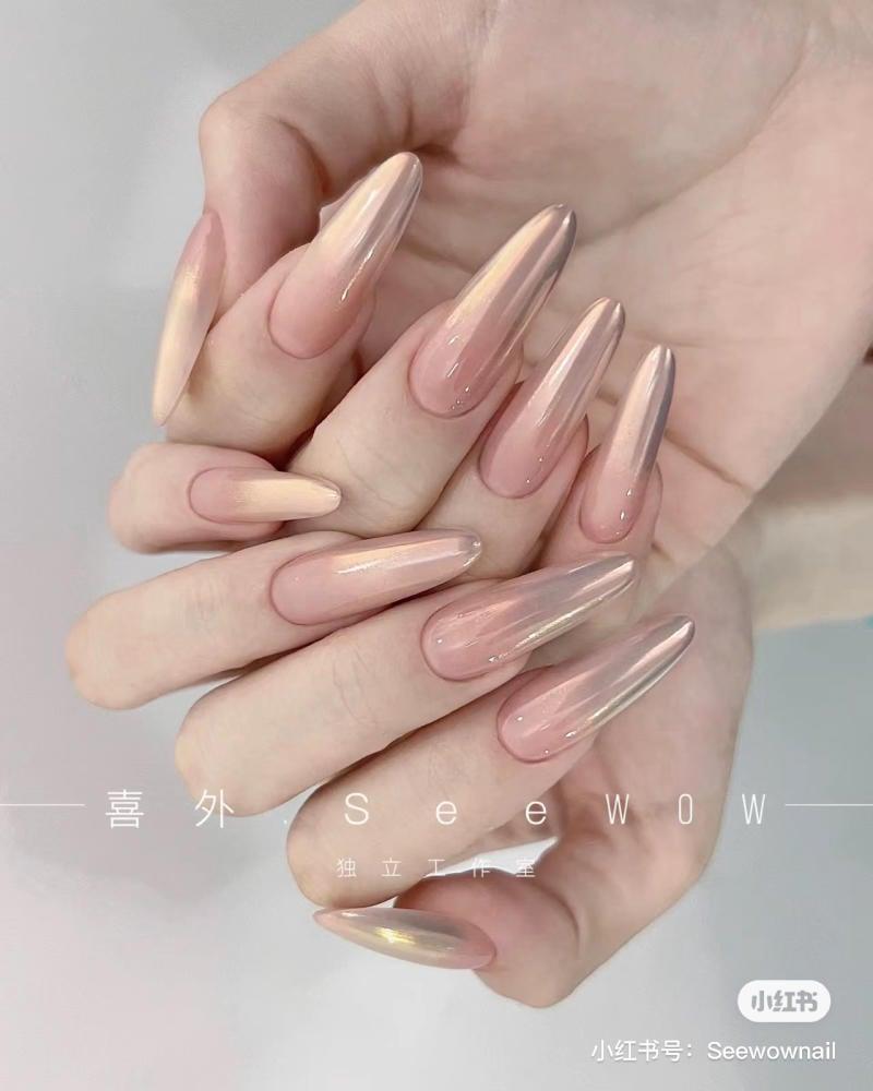 mẫu nail móng nhọn tròn