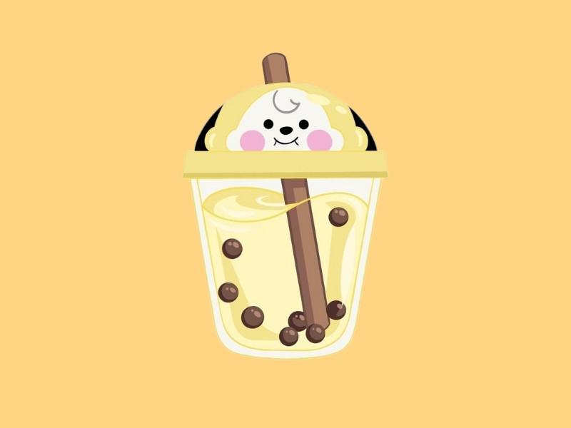 Hình ảnh trà sữa cute đơn giản với trân châu và kem cheese