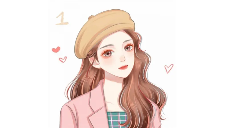 Ảnh avatar cô gái hoạt hình dễ thương với tông màu pastel
