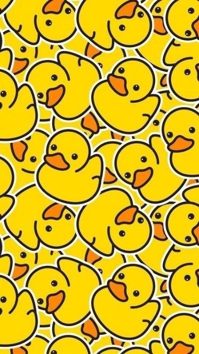 Hình nền vịt vàng cute cho điện thoại tỉ lệ dọc 9:16, màu sắc tươi sáng