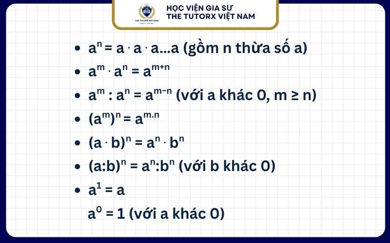 7 Công Thức Lũy Thừa Lớp 6 Cần Ghi Nhớ