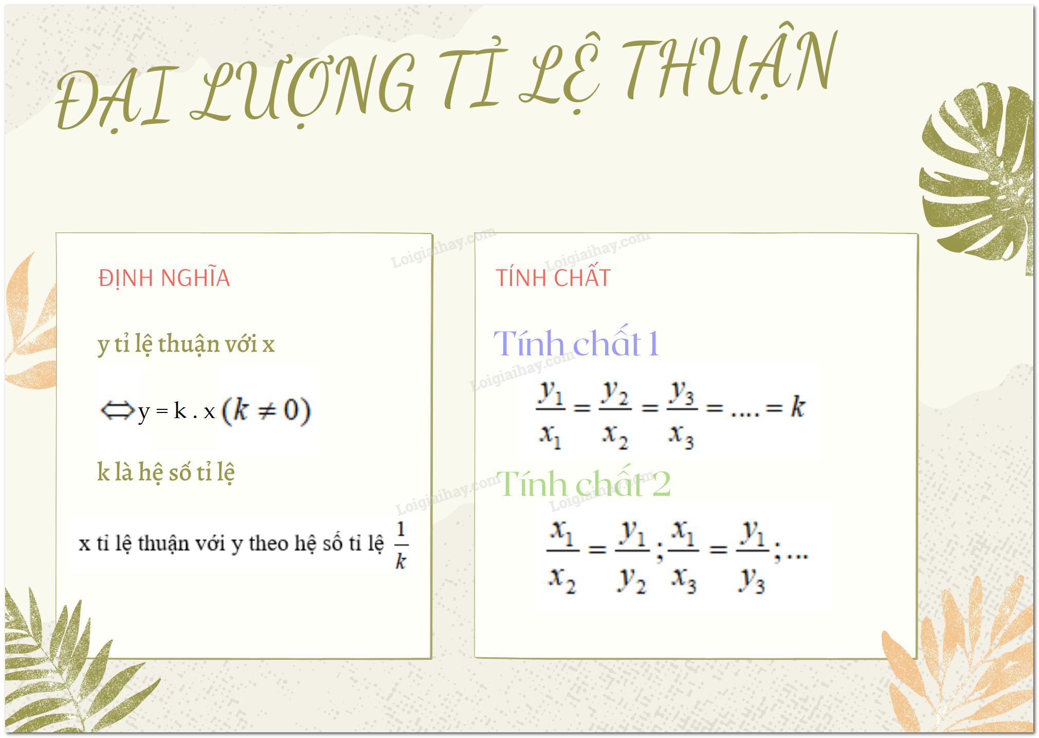Lý thuyết về đại lượng tỷ lệ thuận</>