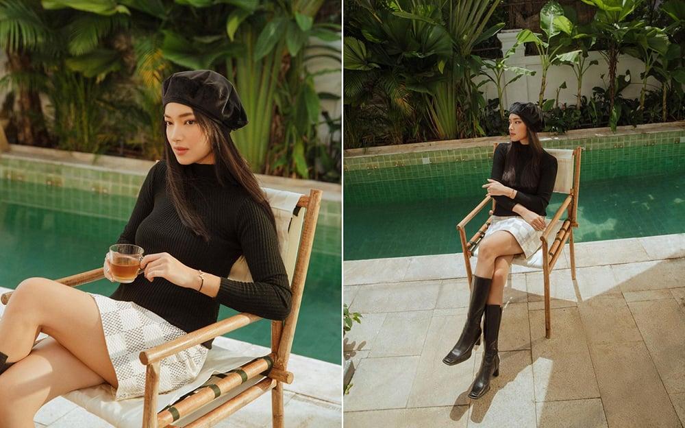 Dáng chụp ảnh với ghế đơn giản