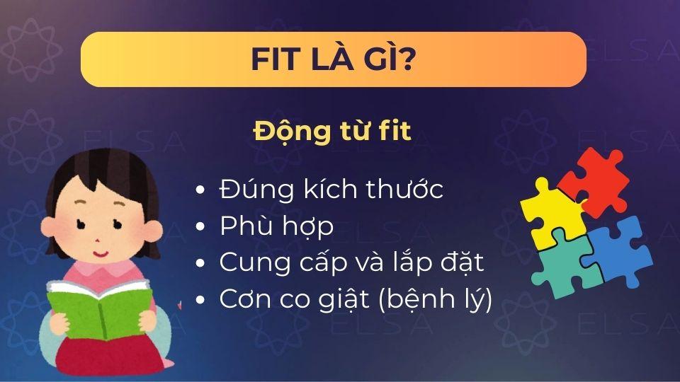 Các nghĩa khi fit là động từ