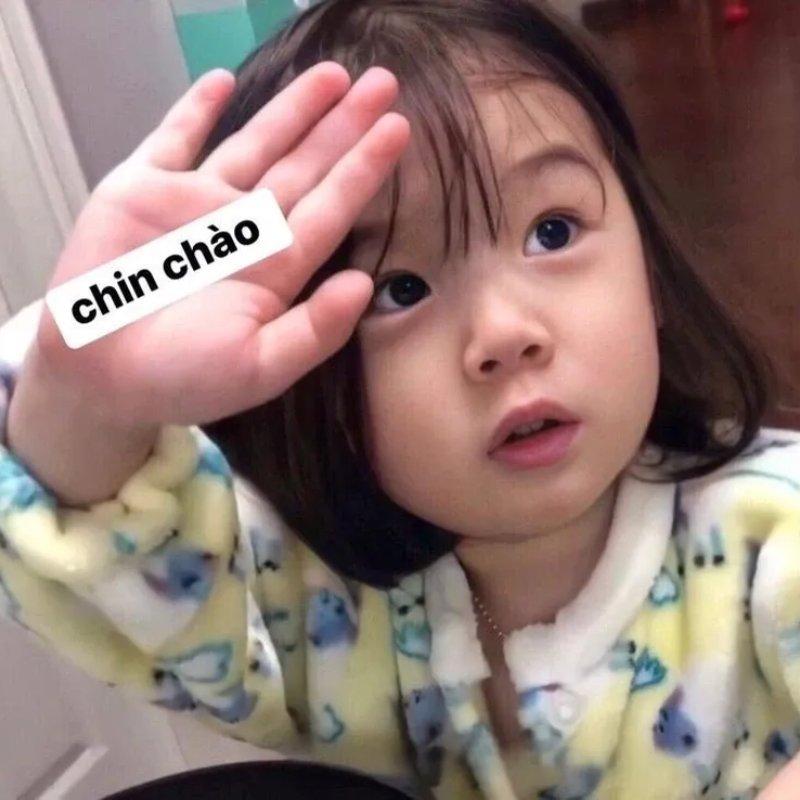 Meme cô bé chào cute