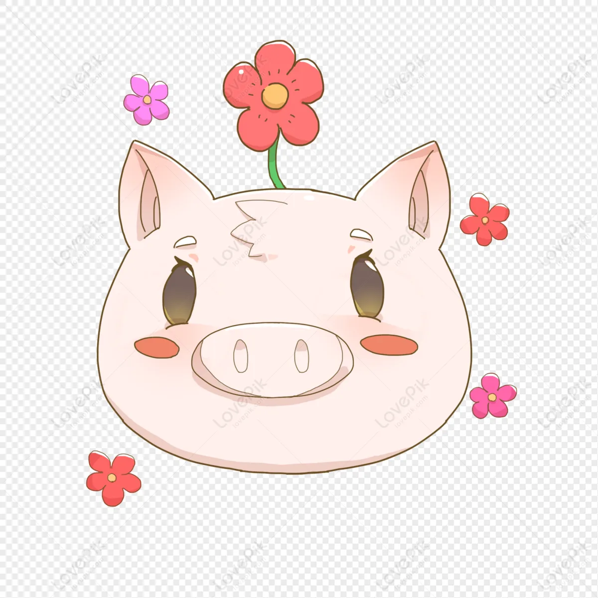 Hình ảnh avatar hình heo de thương hồng chibi
