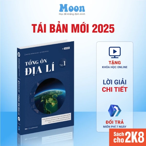 Hình ảnh sản phẩm Địa lí 12 Chương trình mới : Sách Tổng ôn Địa Lí ôn thi thpt quốc gia 2026, đánh giá năng lực moonbook