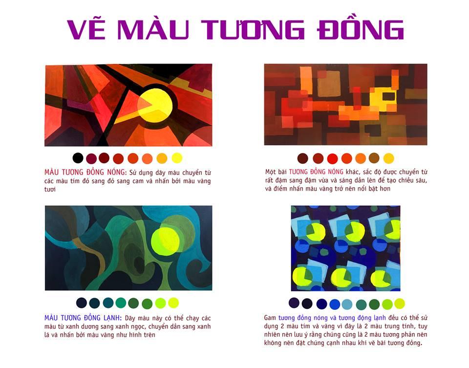 Lý thuyết ví dụ vẽ màu tương đồng trong trang trí màu