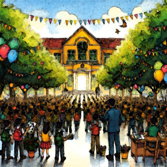 Vẽ tranh chủ đề khai giảng