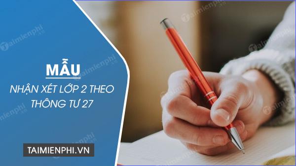 mau nhan xet lop 2 theo thong tu 27