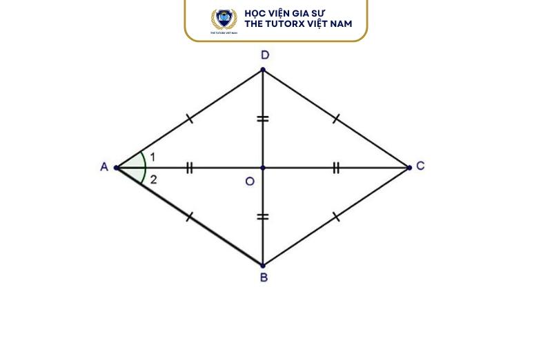 2 đường chéo hình thoi có bằng nhau không?