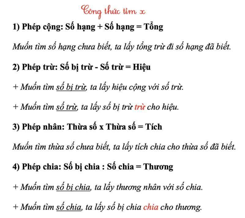 Khám phá công thức tìm x lớp 2 hữu ích