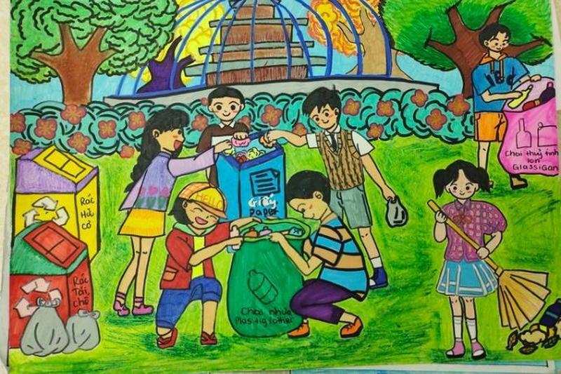 hình ảnh tranh vẽ làm từ thiện giúp đỡ cộng đồng